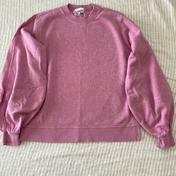 Ganni Tops - NWOT Ganni pink balloon sleeve sweatshirt small